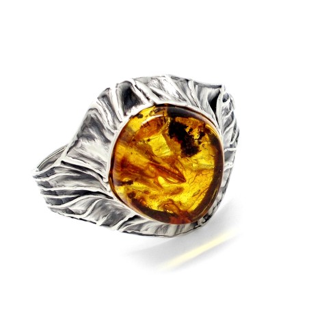 SREBRNA BRANSOLETKA Z BURSZTYNEM