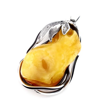 SREBRNY WISIOREK Z BURSZTYNEM