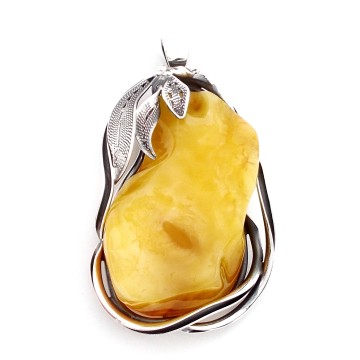 SREBRNY WISIOREK Z BURSZTYNEM