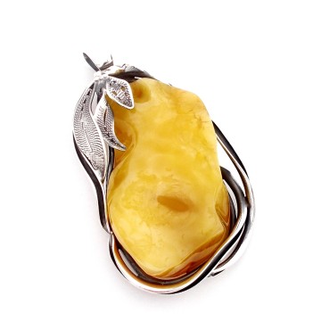 SREBRNY WISIOREK Z BURSZTYNEM