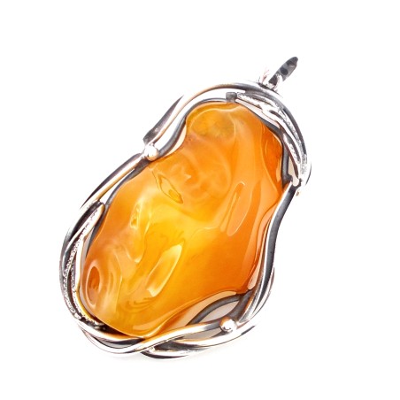 SREBRNY WISIOREK Z BURSZTYNEM BAŁTYCKIM