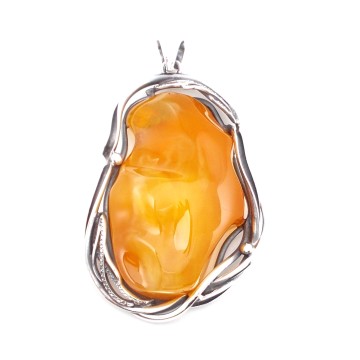 SREBRNY WISIOREK Z BURSZTYNEM BAŁTYCKIM