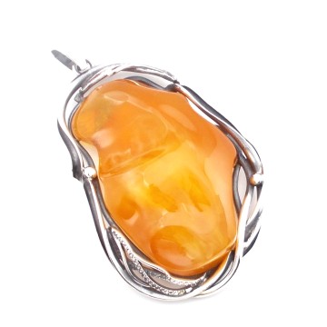 SREBRNY WISIOREK Z BURSZTYNEM BAŁTYCKIM