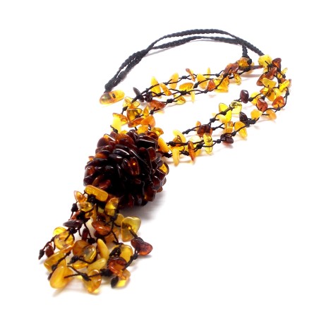 NASZYJNIK Z BURSZTYNU OSZLIFOWANEGO