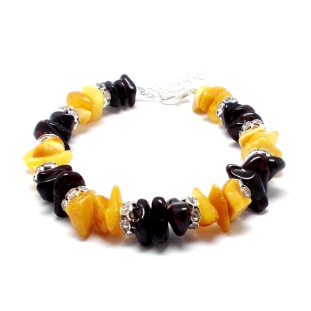 BRANSOLETKA Z BURSZTYNEM OSZLIFOWANYM