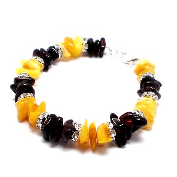 BRANSOLETKA Z BURSZTYNEM OSZLIFOWANYM