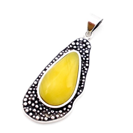 SREBRNY WISIOREK Z BURSZTYNEM