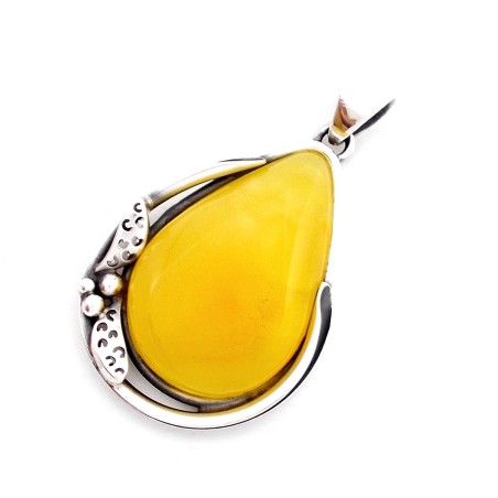 SREBRNY WISIOREK Z BURSZTYNEM BAŁTYCKIM