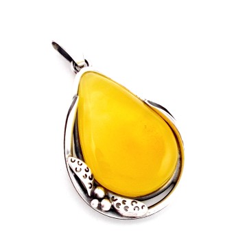 SREBRNY WISIOREK Z BURSZTYNEM BAŁTYCKIM