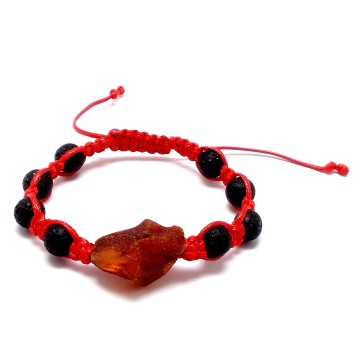 BRANSOLETKA Z BURSZTYNEM NIEOSZLIFOWANYM