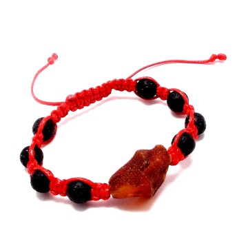 BRANSOLETKA Z BURSZTYNEM NIEOSZLIFOWANYM