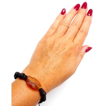 BRANSOLETKA Z BURSZTYNEM NIEOSZLIFOWANYM