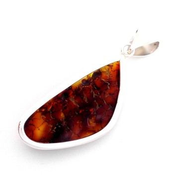 SREBRNY WISIOREK Z BURSZTYNEM BAŁTYCKIM