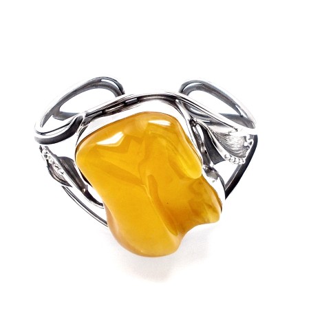 SREBRNA BRANSOLETKA Z BURSZTYNEM