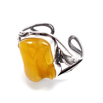 SREBRNA BRANSOLETKA Z BURSZTYNEM