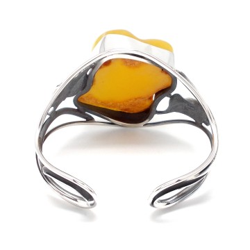 SREBRNA BRANSOLETKA Z BURSZTYNEM