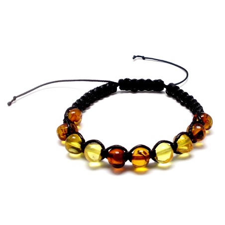 BRANSOLETKA Z BURSZTYNEM OSZLIFOWANYM