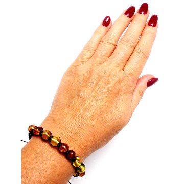 BRANSOLETKA Z BURSZTYNEM OSZLIFOWANYM
