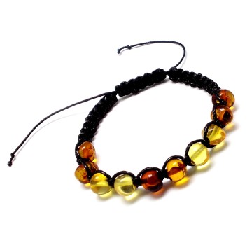 BRANSOLETKA Z BURSZTYNEM OSZLIFOWANYM