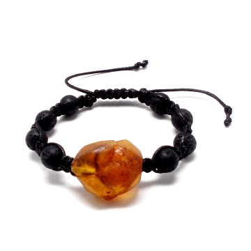 BRANSOLETKA Z BURSZTYNEM NIEOSZLIFOWANYM