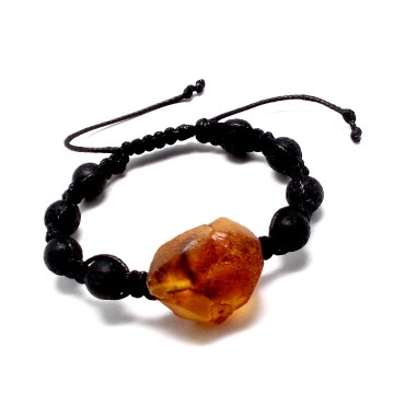 BRANSOLETKA Z BURSZTYNEM NIEOSZLIFOWANYM