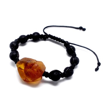 BRANSOLETKA Z BURSZTYNEM NIEOSZLIFOWANYM