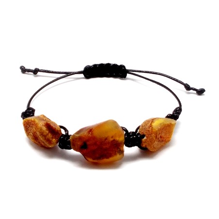 BRANSOLETKA Z BURSZTYNEM NIEOSZLIFOWANYM