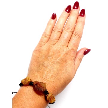 BRANSOLETKA Z BURSZTYNEM NIEOSZLIFOWANYM