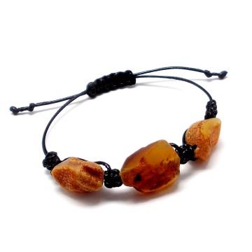BRANSOLETKA Z BURSZTYNEM NIEOSZLIFOWANYM
