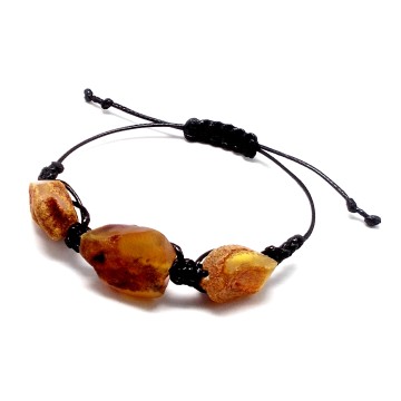 BRANSOLETKA Z BURSZTYNEM NIEOSZLIFOWANYM