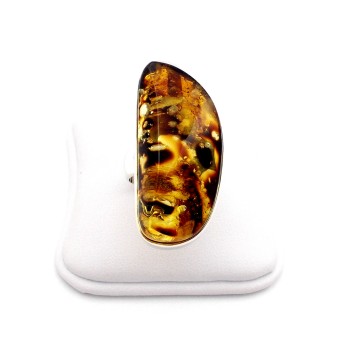 SREBRNY PIERŚCIONEK Z BURSZTYNEM