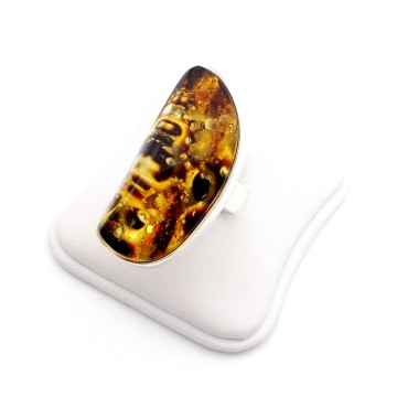 SREBRNY PIERŚCIONEK Z BURSZTYNEM