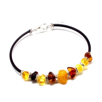 BRANSOLETKA Z BURSZTYNEM BAŁTYCKIM OSZLIFOWANYM