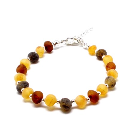 BRANSOLETKA Z BURSZTYNEM NIEOSZLIFOWANYM
