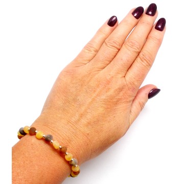 BRANSOLETKA Z BURSZTYNEM NIEOSZLIFOWANYM