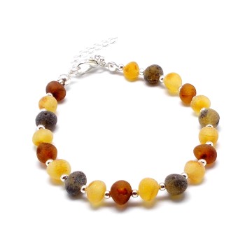 BRANSOLETKA Z BURSZTYNEM NIEOSZLIFOWANYM
