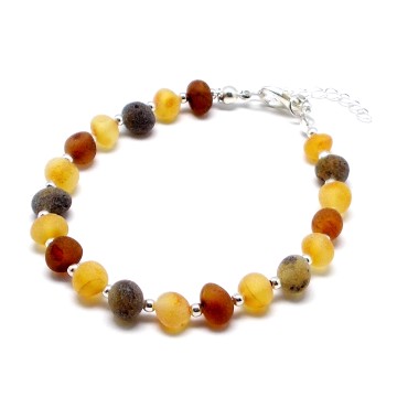 BRANSOLETKA Z BURSZTYNEM NIEOSZLIFOWANYM
