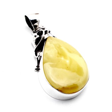 SREBRNY WISIOREK Z BURSZTYNEM