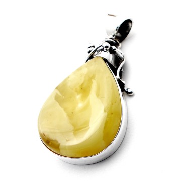 SREBRNY WISIOREK Z BURSZTYNEM